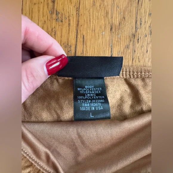 Y2K Vintage Brown Ultra Suede Asymmetrical Top Sz L - Picture 6 of 6